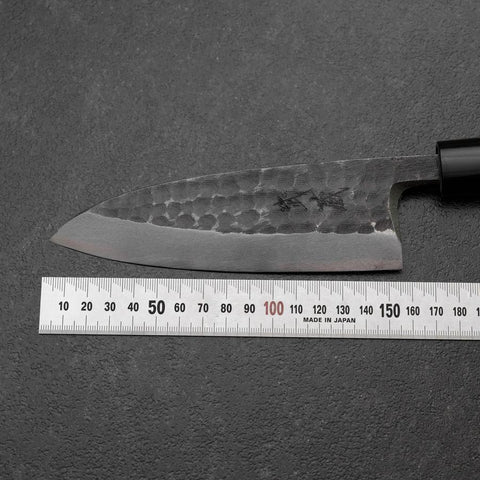 Deba White Steel #2 Left-Hand Kurouchi Tsuchime Cherry Handle 150mm (5.9”)-[Musashi]-[Japanese-Kitchen-Knives]