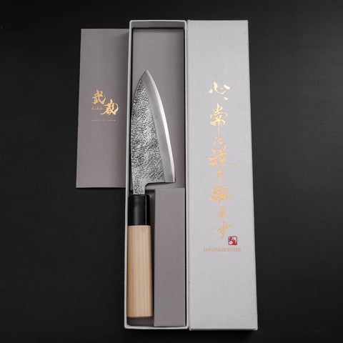 Deba White Steel #2 Nashiji Magnolia Handle 120mm (4.7”)-[Musashi]-[Japanese-Kitchen-Knives]