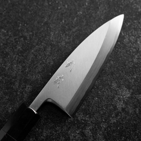Deba White Steel #2 Polished Buffalo Ebony Handle 120mm (4.7”)-[Musashi]-[Japanese-Kitchen-Knives]