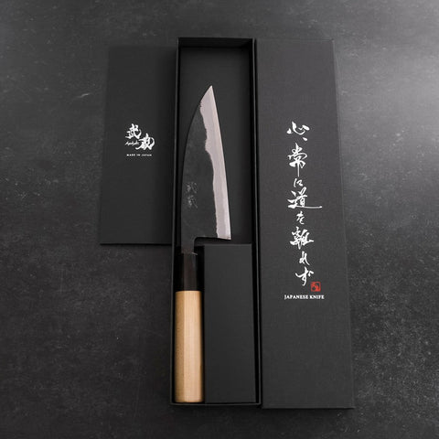 Funayuki Blue Steel #2 Kurouchi Buffalo Magnolia Handle 150mm (5.9”)-[Musashi]-[Japanese-Kitchen-Knives]