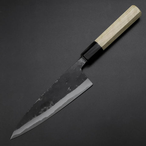 Funayuki Sabaki Blue Steel #1 Kurouchi Buffalo Magnolia Handle 160mm (6.3”)-[Musashi]-[Japanese-Kitchen-Knives]