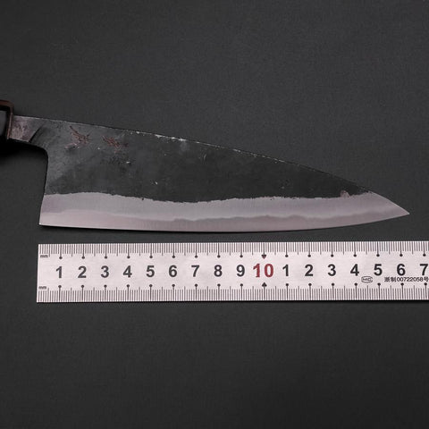 Funayuki Sabaki Blue Steel #1 Kurouchi Buffalo Magnolia Handle 160mm (6.3”)-[Musashi]-[Japanese-Kitchen-Knives]