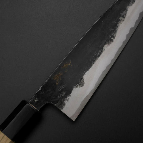 Funayuki Sabaki Blue Steel #1 Kurouchi Buffalo Magnolia Handle 165mm (6.5”)-[Musashi]-[Japanese-Kitchen-Knives]