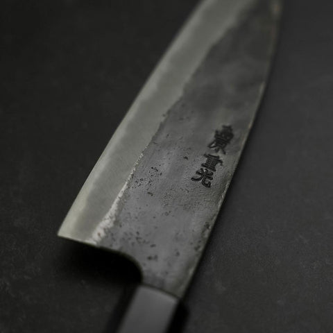 Funayuki Sabaki Blue Steel #2 Kurouchi Buffalo Teak Handle 165mm (6.5”)-[Musashi]-[Japanese-Kitchen-Knives]