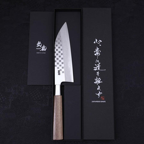 Funayuki Silver Steel #3 Ichimatsu Walnut Handle 165mm (6.5”)-[Musashi]-[Japanese-Kitchen-Knives]