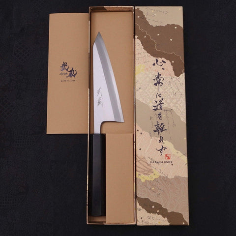 Garasuki Boning Knife White Steel #2 Kasumi Buffalo Ebony Handle 150mm (5.9”)-[Musashi]-[Japanese-Kitchen-Knives]