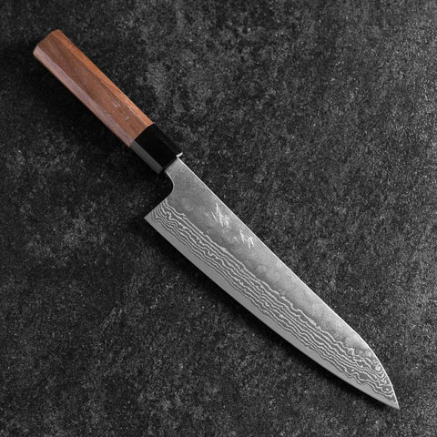 Gyuto 440C Nashiji Damascus Walnut Handle 210mm (8.3”)-[Musashi]-[Japanese-Kitchen-Knives]