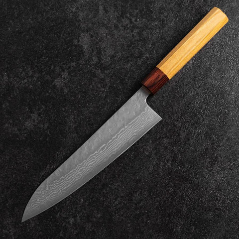 Gyuto 440C Nashiji Damascus Zelkova Handle 210mm (8.3”)-[Musashi]-[Japanese-Kitchen-Knives]