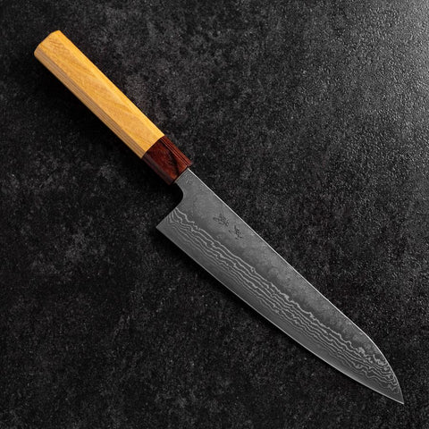 Gyuto 440C Nashiji Damascus Zelkova Handle 210mm (8.3”)-[Musashi]-[Japanese-Kitchen-Knives]
