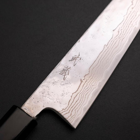 Gyuto 440C Nashiji Mirror Damascus Fire Urushi Handle 180mm (7”)-[Musashi]-[Japanese-Kitchen-Knives]