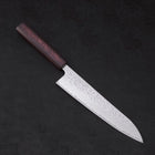 Gyuto AUS-10 Mirror Tsuchime Damascus Purple Urushi Handle 210mm (8.3”)-[Musashi]-[Japanese-Kitchen-Knives]