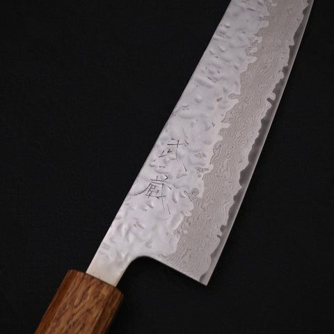 Gyuto AUS-10 Mirror Tsuchime Damascus Yaki Urushi Handle 210mm (8.3”)-[Musashi]-[Japanese-Kitchen-Knives]