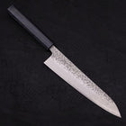 Gyuto AUS-10 Tsuchime Damascus Dark-Blue Urushi Handle 210mm (8.3”)-[Musashi]-[Japanese-Kitchen-Knives]