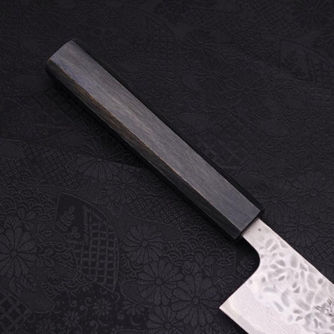 Gyuto AUS-10 Tsuchime Damascus Dark-Blue Urushi Handle 240mm (9.4”)-[Musashi]-[Japanese-Kitchen-Knives]