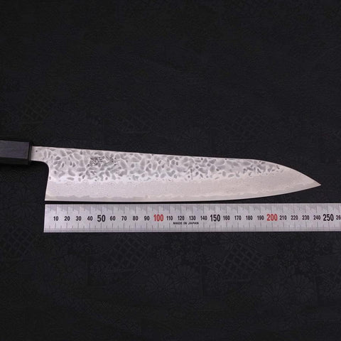 Gyuto AUS-10 Tsuchime Damascus Dark-Blue Urushi Handle 240mm (9.4”)-[Musashi]-[Japanese-Kitchen-Knives]