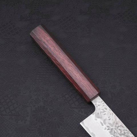 Gyuto AUS-10 Tsuchime Damascus Purple Urushi Handle 210mm (8.3”)-[Musashi]-[Japanese-Kitchen-Knives]