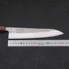 Gyuto AUS-10 Tsuchime Damascus Purple Urushi Handle 210mm (8.3”)-[Musashi]-[Japanese-Kitchen-Knives]