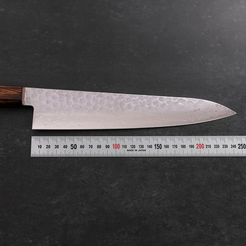 Gyuto AUS-10 Tsuchime Damascus Sumi Urushi Handle 240mm (9.4”)-[Musashi]-[Japanese-Kitchen-Knives]
