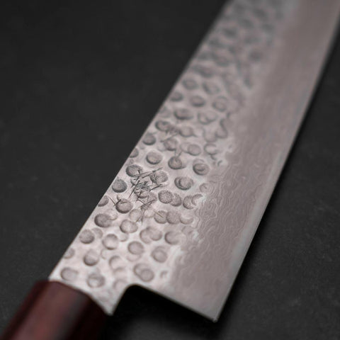 Gyuto AUS-10 Tsuchime Damascus Zelkova Handle 240mm (9.4”)-[Musashi]-[Japanese-Kitchen-Knives]
