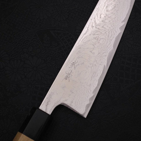 Gyuto AUS-10 Wave Nickel Damascus Buffalo Magnolia Handle 210mm (8.3”)-[Musashi]-[Japanese-Kitchen-Knives]