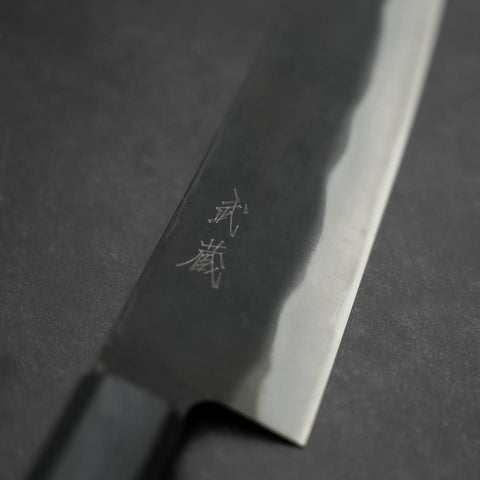 Gyuto Blue Steel #1 Kurouchi Dark Blue Urushi Handle 210mm (8.3”)-[Musashi]-[Japanese-Kitchen-Knives]