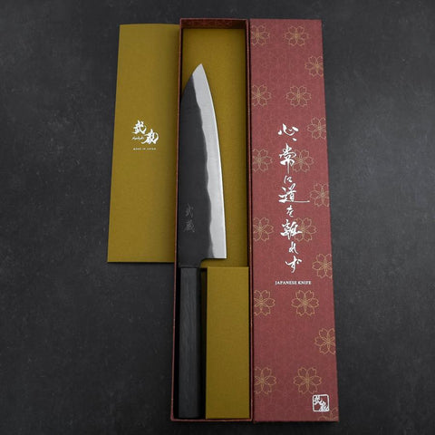 Gyuto Blue Steel #1 Kurouchi Dark Blue Urushi Handle 210mm (8.3”)-[Musashi]-[Japanese-Kitchen-Knives]