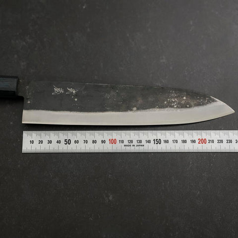 Gyuto Blue Steel #1 Kurouchi Dark Blue Urushi Handle 240mm (9.4”)-[Musashi]-[Japanese-Kitchen-Knives]