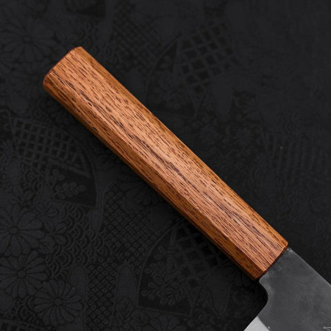 Gyuto Blue Steel #1 Kurouchi Stainless Clad Oak Handle 210mm (8.3”)-[Musashi]-[Japanese-Kitchen-Knives]