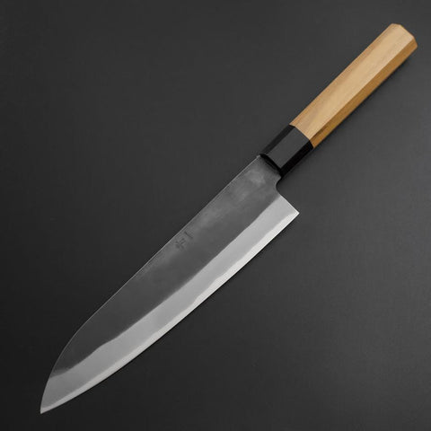 Gyuto Blue Steel #1 Kurouchi Stainless Clad Walnut Handle 210mm (8.3”)-[Musashi]-[Japanese-Kitchen-Knives]