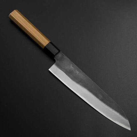Gyuto Blue Steel #1 Kurouchi Stainless Clad Walnut Handle 210mm (8.3”)-[Musashi]-[Japanese-Kitchen-Knives]