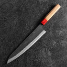 Gyuto Blue Steel #1 Kurouchi Walnut Red Handle 240mm (9.4”)-[Musashi]-[Japanese-Kitchen-Knives]