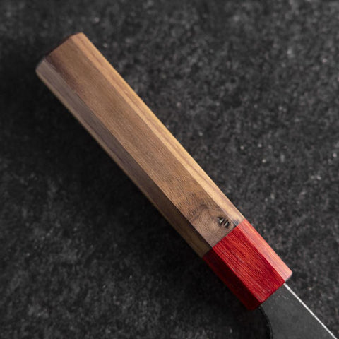 Gyuto Blue Steel #1 Kurouchi Walnut Red Handle 240mm (9.4”)-[Musashi]-[Japanese-Kitchen-Knives]