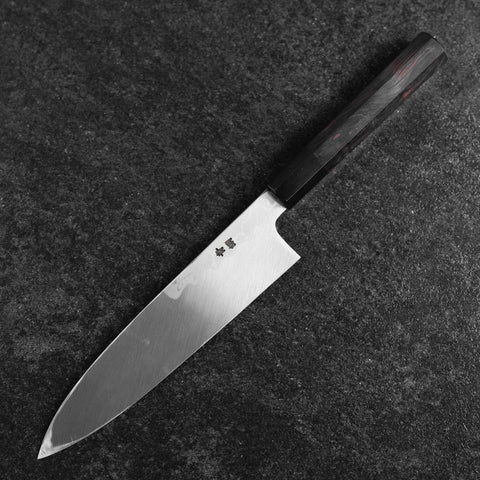 Gyuto Blue Steel #1 Suminagashi Buffalo Ebony Handle 200mm (7.9”)-[Musashi]-[Japanese-Kitchen-Knives]