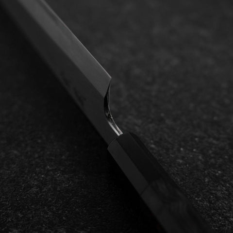 Gyuto Blue Steel #1 Suminagashi Buffalo Ebony Handle 200mm (7.9”)-[Musashi]-[Japanese-Kitchen-Knives]