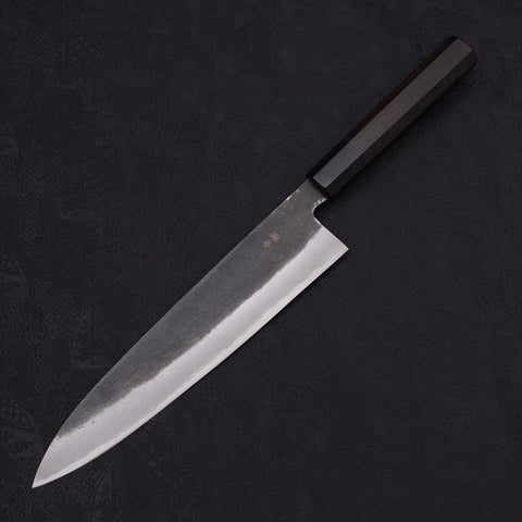 Gyuto Blue Steel #2 Kurouchi Chokin Dragon Buffalo Ebony Handle 240mm (9.4”)-[Musashi]-[Japanese-Kitchen-Knives]