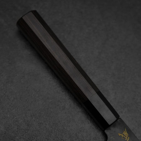 Gyuto Blue Steel #2 Kurouchi Chokin Koi Buffalo Ebony Handle 210mm (8.3”)-[Musashi]-[Japanese-Kitchen-Knives]