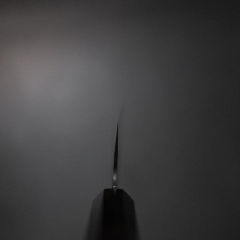 Gyuto Blue Steel #2 Kurouchi Chokin Sakura-Fuji Buffalo Ebony Handle 210mm (Asamura) (8.3”)-[Musashi]-[Japanese-Kitchen-Knives]