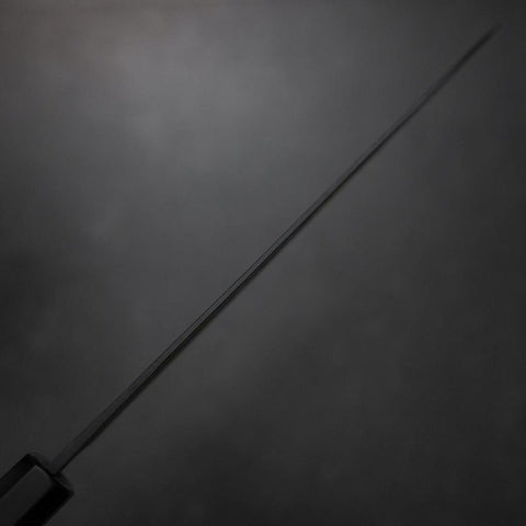 Gyuto Blue Steel #2 Kurouchi Chokin Sakura-Fuji Buffalo Ebony Handle 210mm (Asamura) (8.3”)-[Musashi]-[Japanese-Kitchen-Knives]