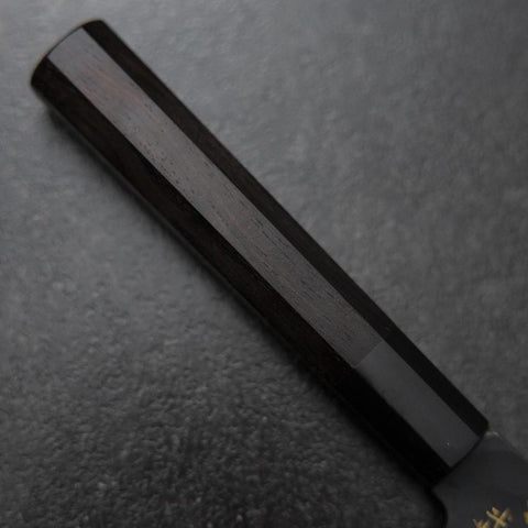 Gyuto Blue Steel #2 Kurouchi Chokin Sakura-Fuji Buffalo Ebony Handle 210mm (Asamura) (8.3”)-[Musashi]-[Japanese-Kitchen-Knives]