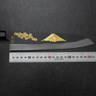 Gyuto Blue Steel #2 Kurouchi Chokin Sakura-Fuji Buffalo Ebony Handle 210mm (Asamura) (8.3”)-[Musashi]-[Japanese-Kitchen-Knives]