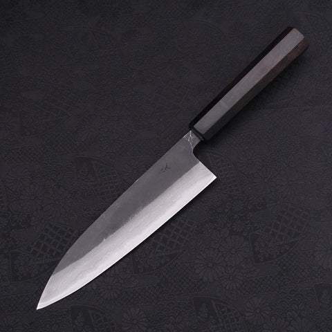Gyuto Blue Steel #2 Kurouchi Damascus Buffalo Ebony Handle 180mm (7”)-[Musashi]-[Japanese-Kitchen-Knives]