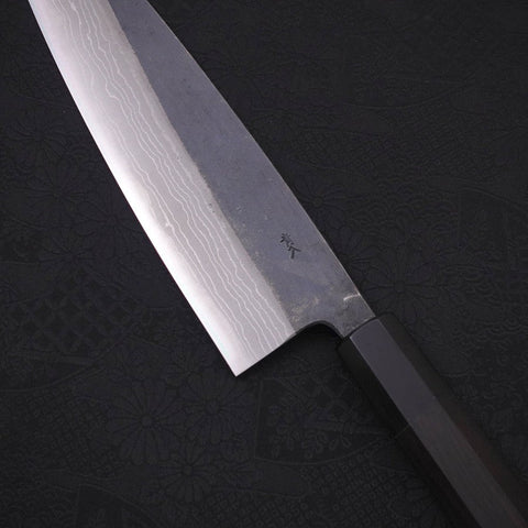 Gyuto Blue Steel #2 Kurouchi Damascus Buffalo Ebony Handle 210mm (8.3”)-[Musashi]-[Japanese-Kitchen-Knives]