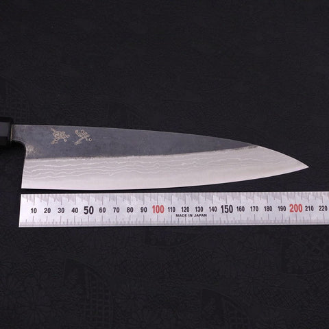 Gyuto Blue Steel #2 Kurouchi Damascus Buffalo Ebony Handle 210mm (8.3”)-[Musashi]-[Japanese-Kitchen-Knives]