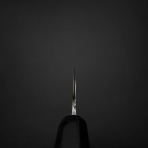 Gyuto Blue Steel #2 Kurouchi Stainless Clad Chokin Sakura-Fuji Buffalo Ebony Handle 210mm (8.3”)-[Musashi]-[Japanese-Kitchen-Knives]