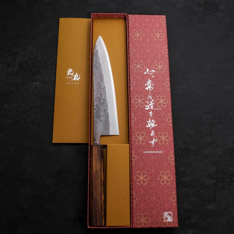 Gyuto Blue Steel #2 Nashiji Stainless Clad Sumi Urushi Handle 210mm (8.3”)-[Musashi]-[Japanese-Kitchen-Knives]