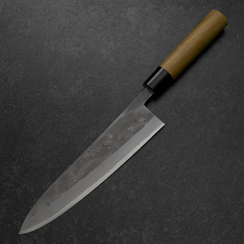 Gyuto Blue Steel #2 Nashiji Stainless Clad Yew Handle 210mm (8.3”)-[Musashi]-[Japanese-Kitchen-Knives]