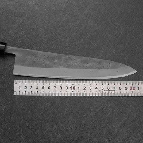 Gyuto Blue Steel #2 Nashiji Stainless Clad Yew Handle 210mm (8.3”)-[Musashi]-[Japanese-Kitchen-Knives]