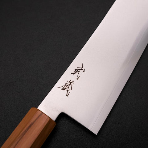 Gyuto Blue Steel #2 Polished Olive Handle 240mm (9.4”)-[Musashi]-[Japanese-Kitchen-Knives]