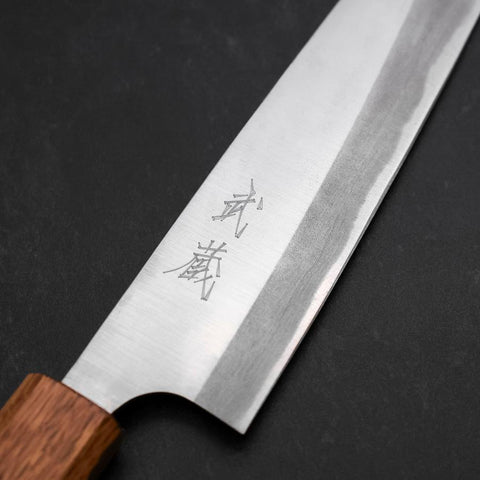 Gyuto Blue Steel #2 Stainless Clad Polished Oak Handle 165mm (6.5”)-[Musashi]-[Japanese-Kitchen-Knives]