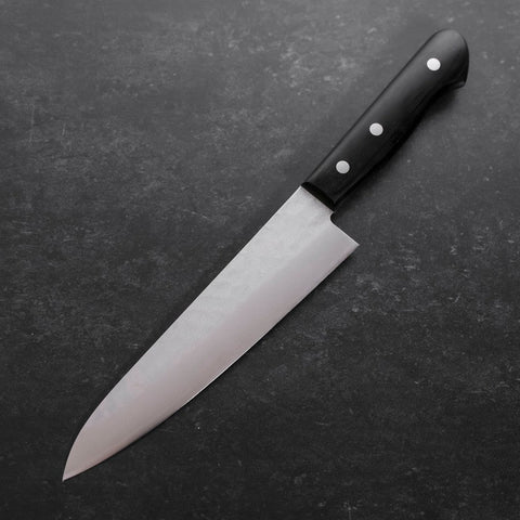 Gyuto Blue Steel #2 Stainless Clad Tsuchime Western Black Handle 180mm (7”)-[Musashi]-[Japanese-Kitchen-Knives]
